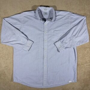 Vintage LL Bean Button Down Shirt 17-33 USA Single Needle Striped Blue/White